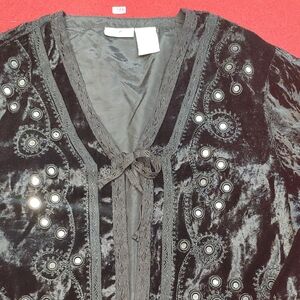 Black Velvet Embellished Top